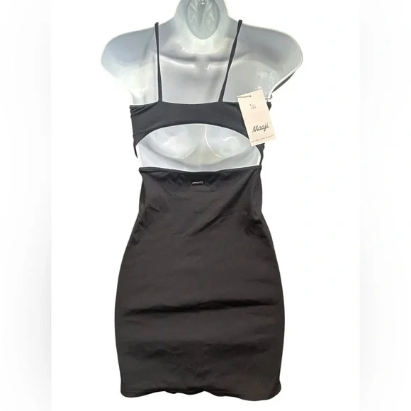 MAAJI women’s black ribbed cut out bodycon beach swim cover up mini dress size L